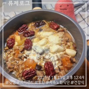 갓생 저속노화식단 영양식 건강한식습관 동기부여 식단 건강한삶 닭다리살전골 ryujex 류제