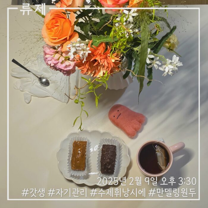 갓생 동기부여 자기관리 식단 건강한삶 ryujex 류제 디저트 수제휘낭시에 수제디저트 만델링커피 인도네시아커피