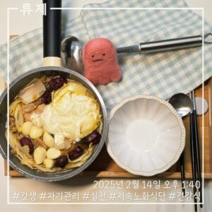 갓생 저속노화식단 영양식 건강한식습관 동기부여 자기관리 식단 건강한삶 ryujex 류제 닭고기전골